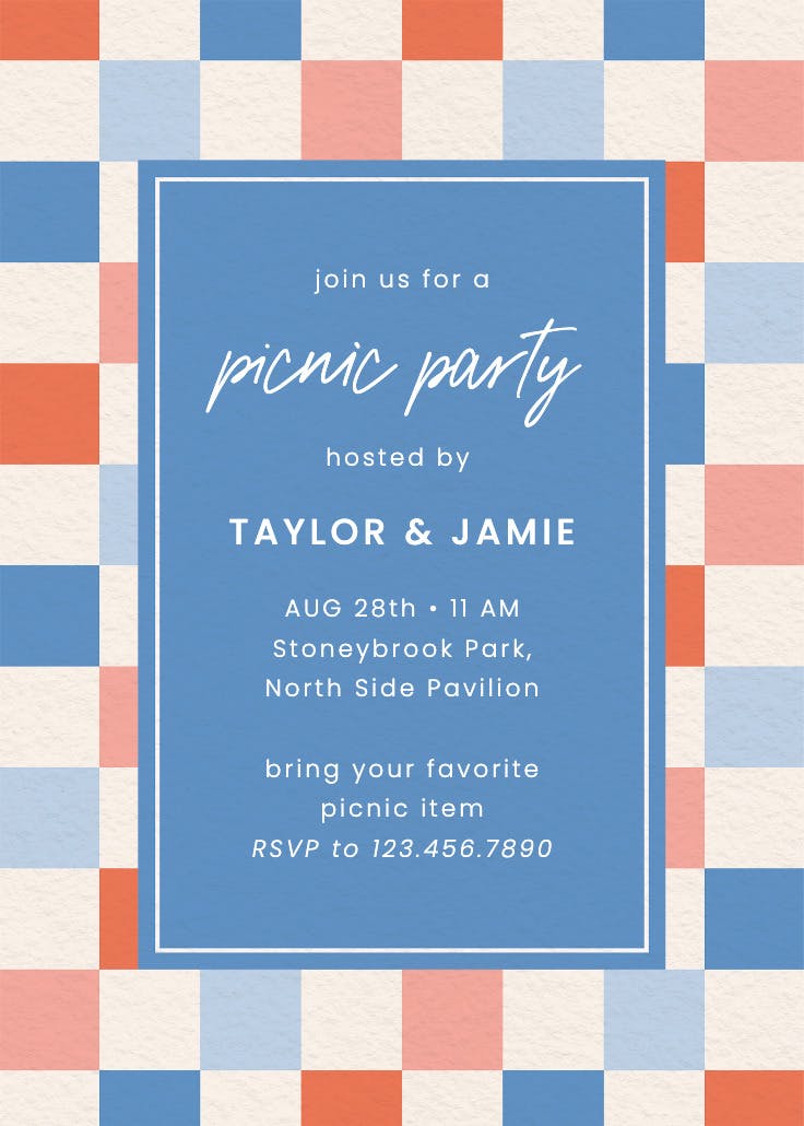 Picnic blanket - party invitation